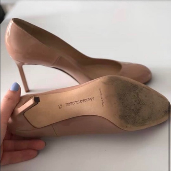 Manolo Blahnik Nude Almond Toe Pumps - Picture 5 of 7